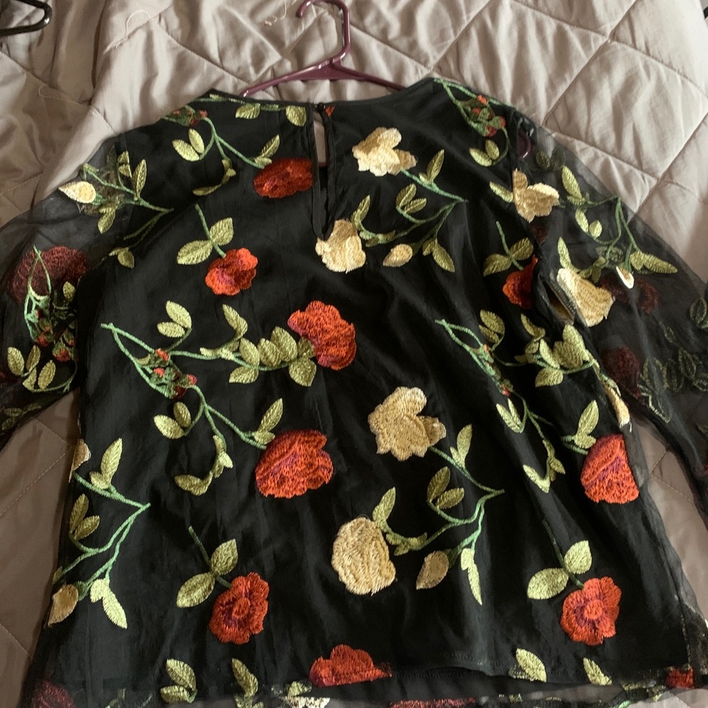 Rose embroidered shirt